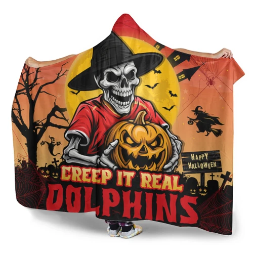 Redcliffe Dolphins Hooded Blanket Creep It Real When Darkness Falls