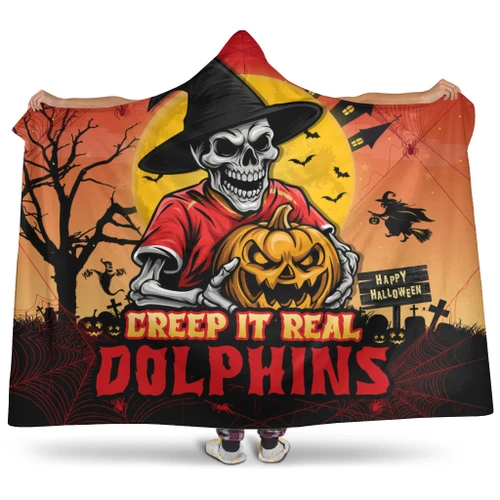 Redcliffe Dolphins Hooded Blanket Creep It Real When Darkness Falls