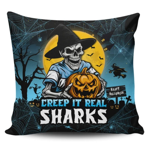 Cronulla-Sutherland Sharks Pillow Cover Creep It Real When Darkness Falls