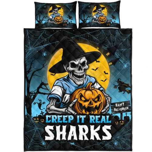 Cronulla-Sutherland Sharks Quilt Bed Set Creep It Real When Darkness Falls