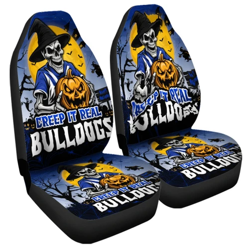 Canterbury-Bankstown Bulldogs Car Seat Cover Creep It Real When Darkness Falls