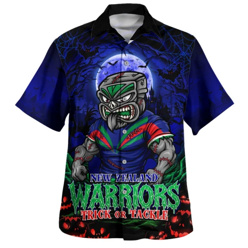 New Zealand Warriors Hawaiian Shirt Full Moon Monster Uprising Halloween Night