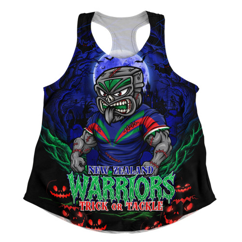 New Zealand Warriors Women Racerback Tank Full Moon Monster Uprising Halloween Night