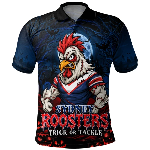 Sydney Roosters Polo Shirt Full Moon Monster Uprising Halloween Night