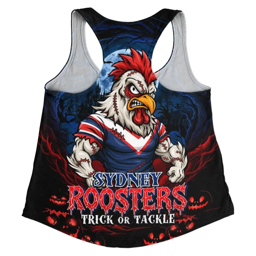 Sydney Roosters Women Racerback Tank Full Moon Monster Uprising Halloween Night
