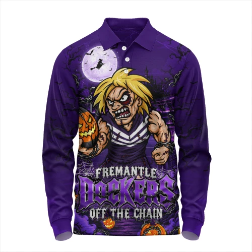 Fremantle Long Sleeve Polo Shirt Off The Chain Strength Halloween Beast Rising Unleashed Fury
