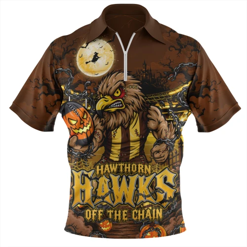 Hawthorn Zip Polo Shirt Off The Chain Strength Halloween Beast Rising Unleashed Fury