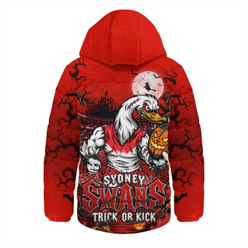 Sydney Swans Hooded Padded Jacket Off The Chain Strength Halloween Beast Rising Unleashed Fury