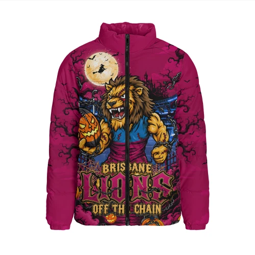 Brisbane Lions Padded Jacket Off The Chain Strength Halloween Beast Rising Unleashed Fury