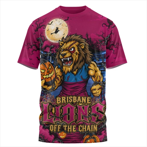 Brisbane Lions T-Shirt Off The Chain Strength Halloween Beast Rising Unleashed Fury