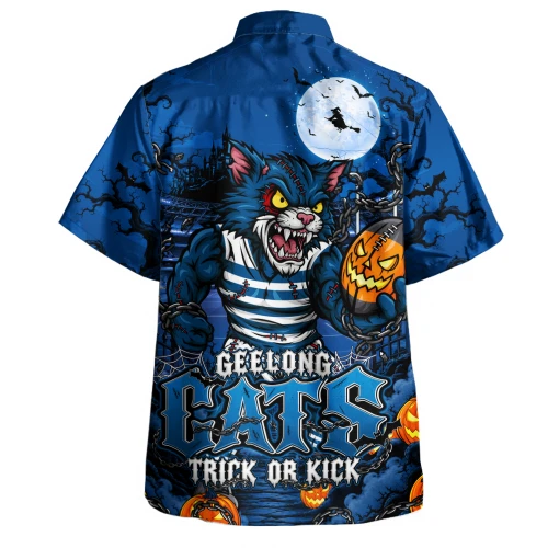 Geelong Cats Hawaiian Shirt Off The Chain Strength Halloween Beast Rising Unleashed Fury