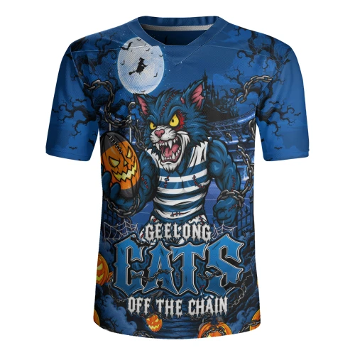Geelong Cats Rugby Jersey Off The Chain Strength Halloween Beast Rising Unleashed Fury