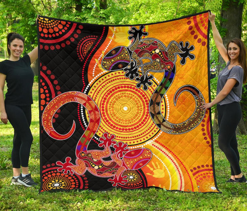 Australia Aboriginal Quilt - Couple Aboriginal Lizards