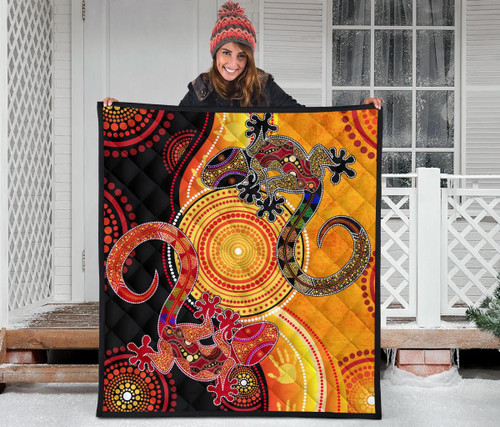 Australia Aboriginal Quilt - Couple Aboriginal Lizards Australia Aboriginal Quilt - Couple Aboriginal Lizards