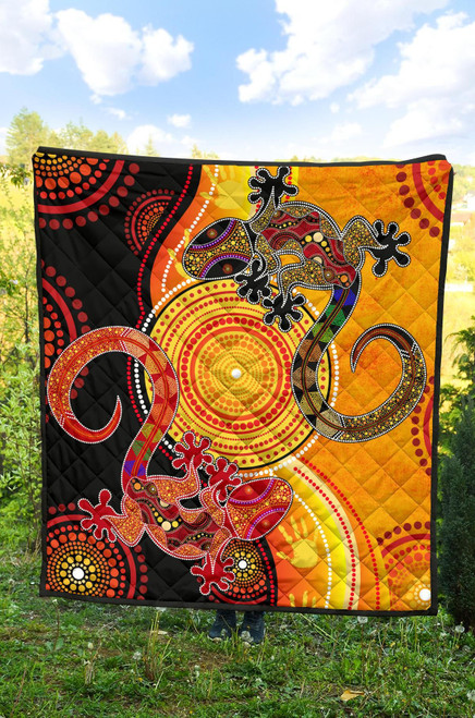 Australia Aboriginal Quilt - Couple Aboriginal Lizards Australia Aboriginal Quilt - Couple Aboriginal Lizards