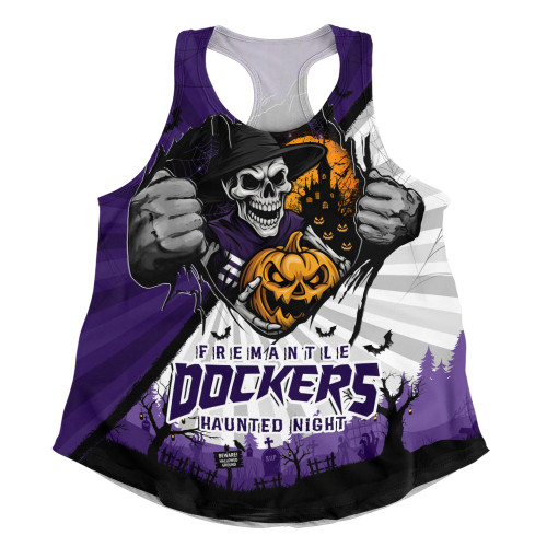 Fremantle Women Racerback Tank Skeleton Rising Through The Shadows Of Haunted Night