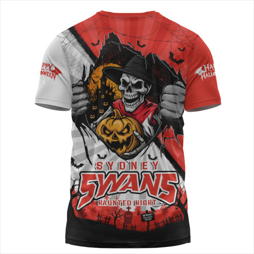 Sydney Swans T-Shirt Skeleton Rising Through The Shadows Of Haunted Night