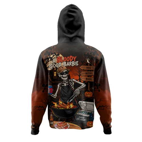 Australia Hoodie Halloween Bloody Good Barbie Skeleton BBQ Chillin Night