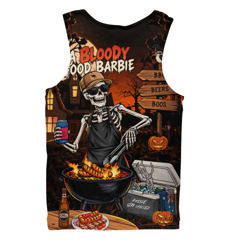 Australia Men Tank Top Halloween Bloody Good Barbie Skeleton BBQ Chillin Night