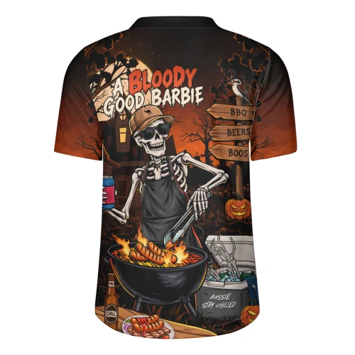 Australia Rugby Jersey Halloween Bloody Good Barbie Skeleton BBQ Chillin Night