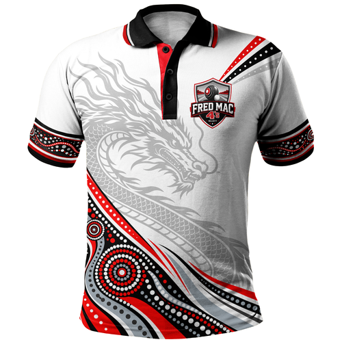 Indigenous Australian Aboriginal Polo Shirt Dragon Eternal Power Spirit Legacy