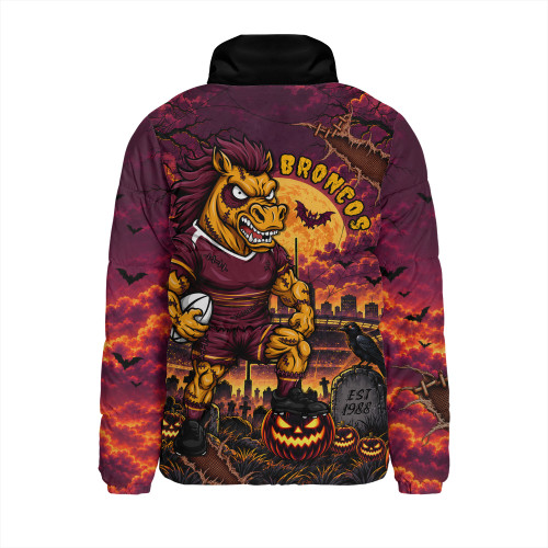 Brisbane Broncos Padded Jacket Haunted Champion Rising From The Halloween Graveyard
