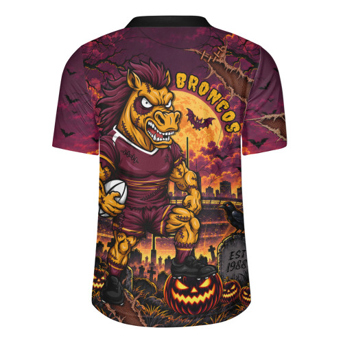 Brisbane Broncos Rugby Jersey Haunted Champion Rising From The Halloween Graveyard