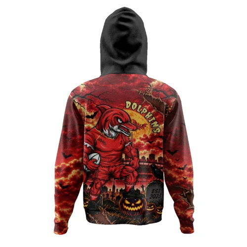 Redcliffe Dolphins Hoodie Haunted Champion Rising From The Halloween Graveyard