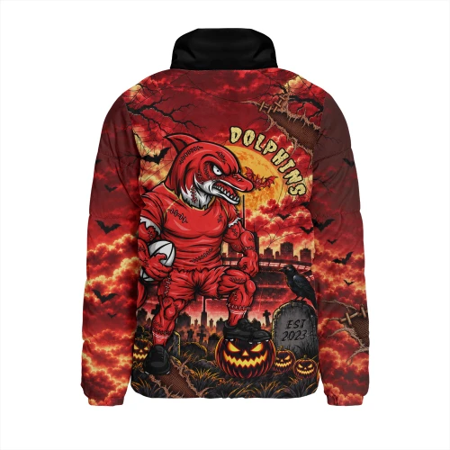 Redcliffe Dolphins Padded Jacket Haunted Champion Rising From The Halloween Graveyard