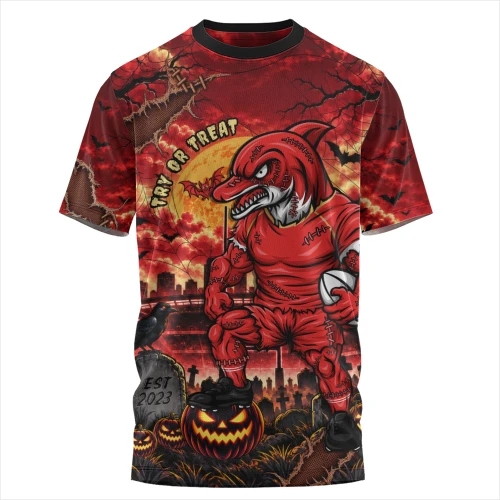 Redcliffe Dolphins T-Shirt Haunted Champion Rising From The Halloween Graveyard