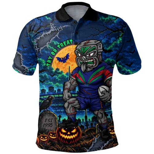 New Zealand Warriors Polo Shirt Haunted Champion Rising From The Halloween Graveyard