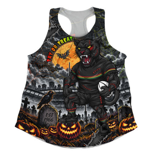 Penrith Panthers Women Racerback Tank Haunted Champion Rising From The Halloween Graveyard