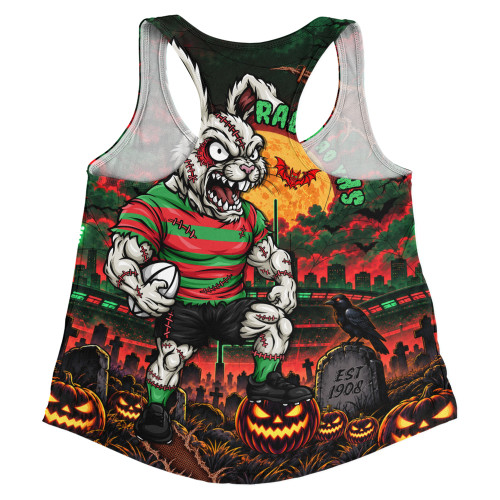 South Sydney Rabbitohs Women Racerback Tank Haunted Champion Rising From The Halloween Graveyard