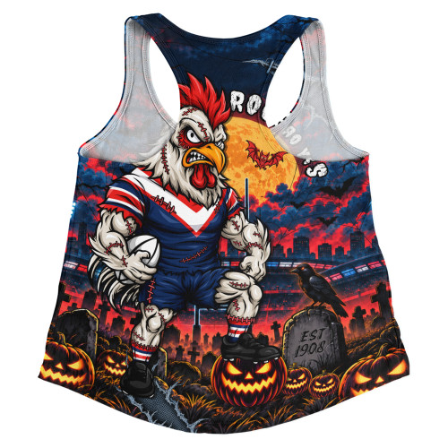 Sydney Roosters Women Racerback Tank Haunted Champion Rising From The Halloween Graveyard
