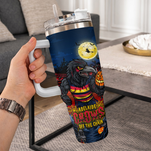 Adelaide Crows 40oz Tumbler Off The Chain Strength Halloween Beast Rising Unleashed Fury