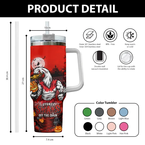 Sydney Swans 40oz Tumbler Off The Chain Strength Halloween Beast Rising Unleashed Fury