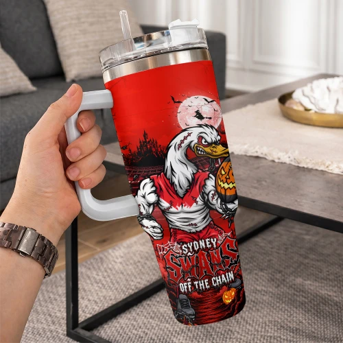 Sydney Swans 40oz Tumbler Off The Chain Strength Halloween Beast Rising Unleashed Fury