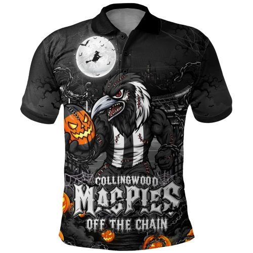 Collingwood Polo Shirt Off The Chain Strength Halloween Beast Rising Unleashed Fury