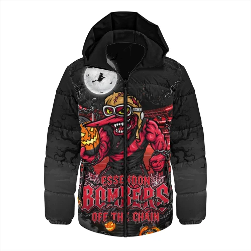 Essendon Hooded Padded Jacket Off The Chain Strength Halloween Beast Rising Unleashed Fury