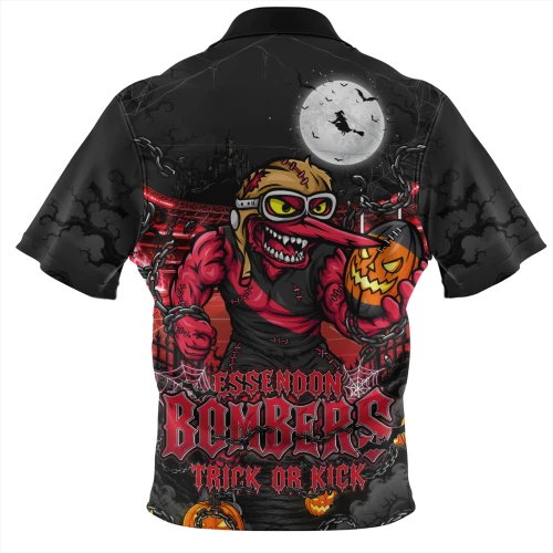 Essendon Zip Polo Shirt Off The Chain Strength Halloween Beast Rising Unleashed Fury