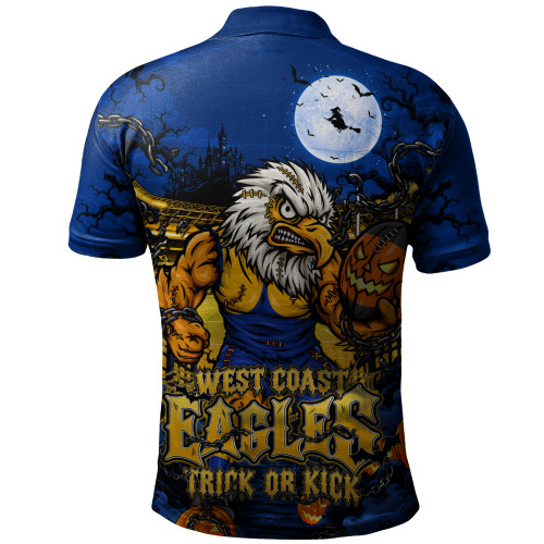 West Coast Eagles Polo Shirt Off The Chain Strength Halloween Beast Rising Unleashed Fury