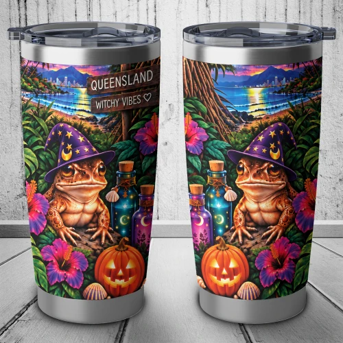 Australia Tumbler Queensland Witchy Toad’s Tropical Halloween Adventure