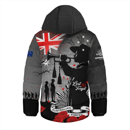 Australia Hooded Padded Jacket Last Post Remembrance Day Soldiers Remembered