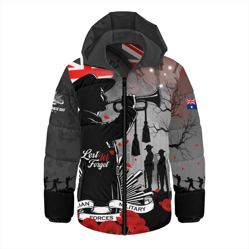 Australia Hooded Padded Jacket Last Post Remembrance Day Soldiers Remembered