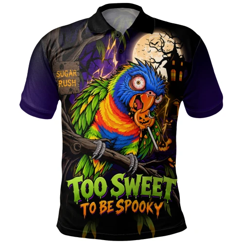 Australia Polo Shirt Rainbow Lorikeets Sugar Rush Halloween Spooky Treats