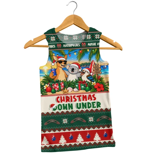 Australia Men Tank Top Christmas Down Under Sun Surf And Festive Cheer