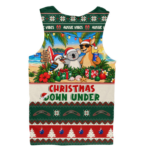 Australia Men Tank Top Christmas Down Under Sun Surf And Festive Cheer