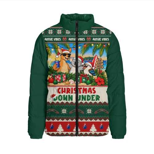 Australia Padded Jacket Christmas Down Under Sun Surf And Festive Cheer