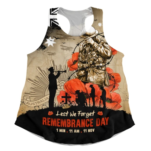 Australia Women Racerback Tank Remembrance Day Fallen Soldiers Eternal Memory Tribute