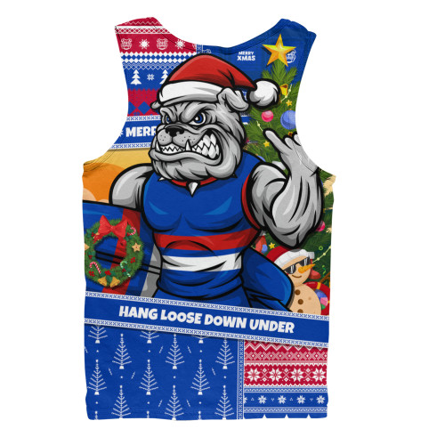 Western Bulldogs Men Tank Top Santa Surfing Down Under Christmas Footy